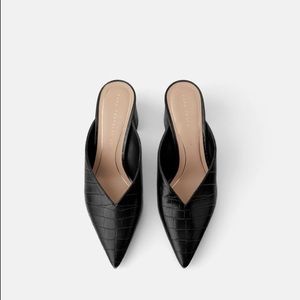 ZARA LOW CUT ANIMAL EMBOSSED HEELED MULES